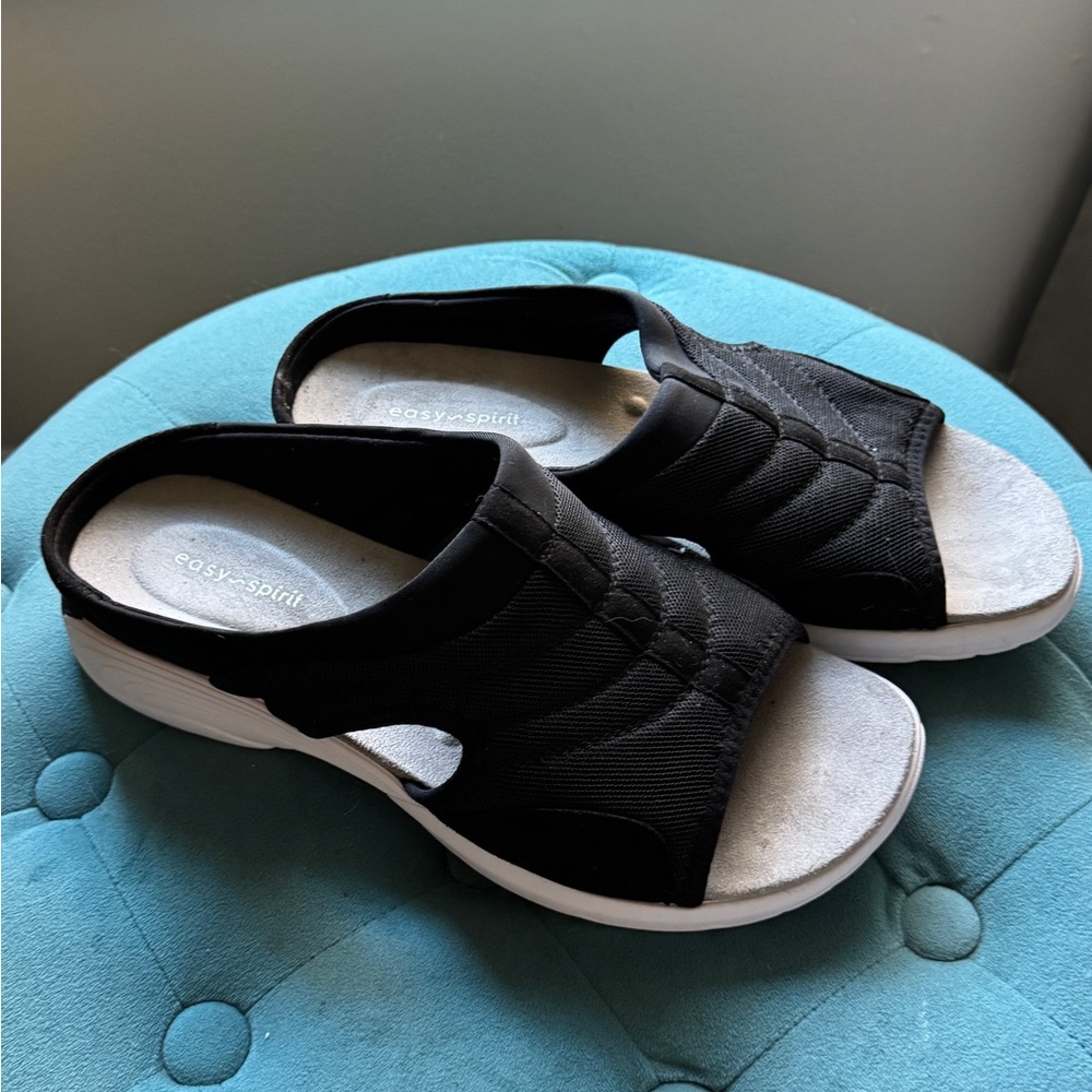 Easy Spirit Black and White Slide Sandals